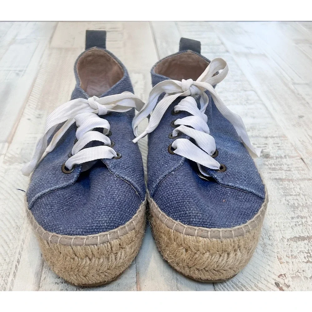 MAI Espadrille Canvas Lace Up Sneakers Blue Women Size Unknown‎